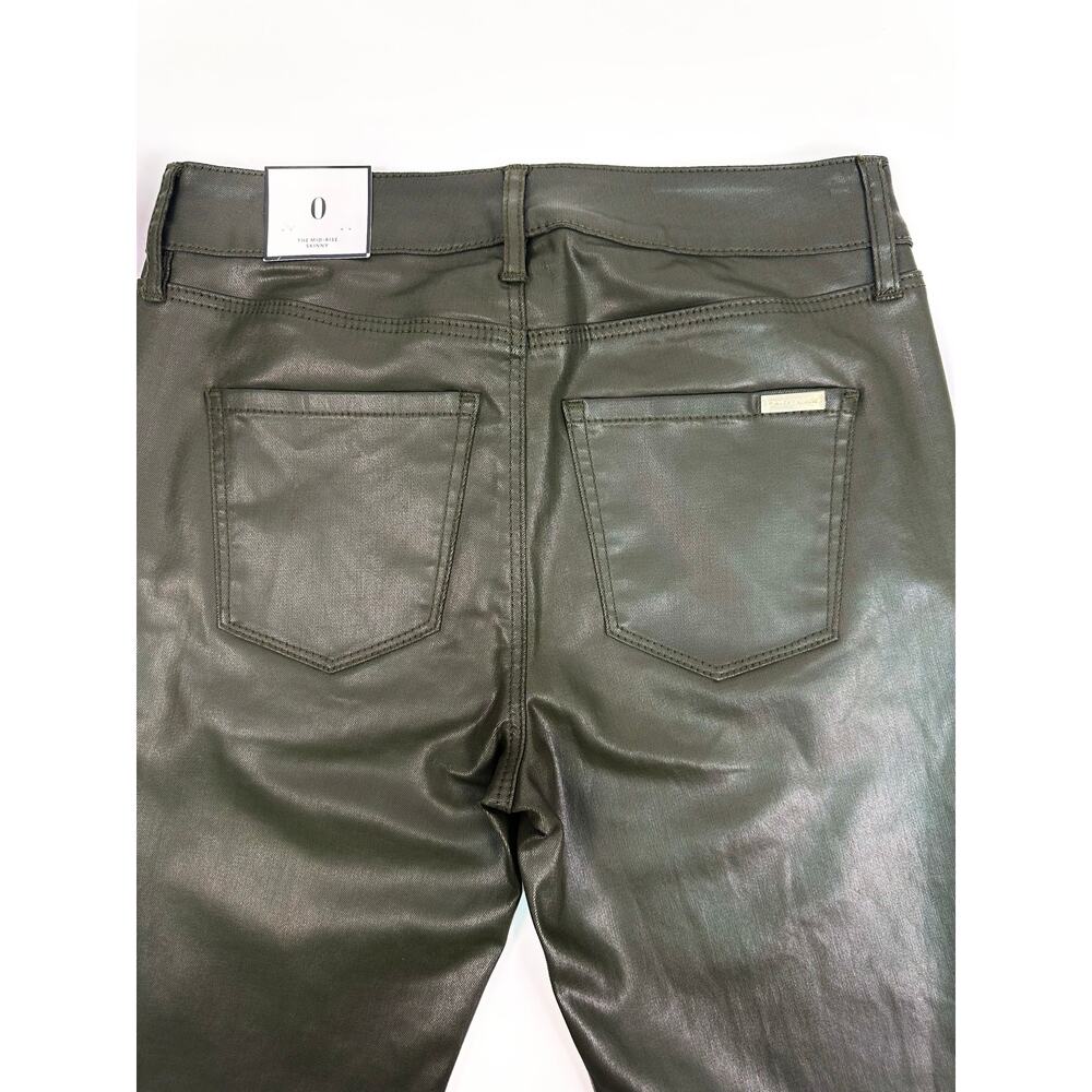 NWT White House Black Market Mid Rise Coated Moto Skinny Jeans Green Size 0R - Picture 8 of 12